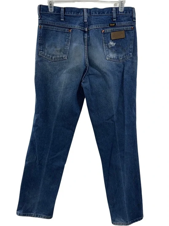 Men’s 35 x 34 Wrangler Denim Work Jeans Dark Wash - Picture 2 of 7